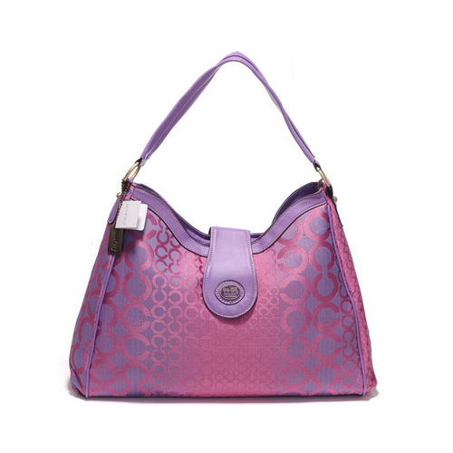 Coach Madison In Logo Large Purple Shoulder Bags DYT